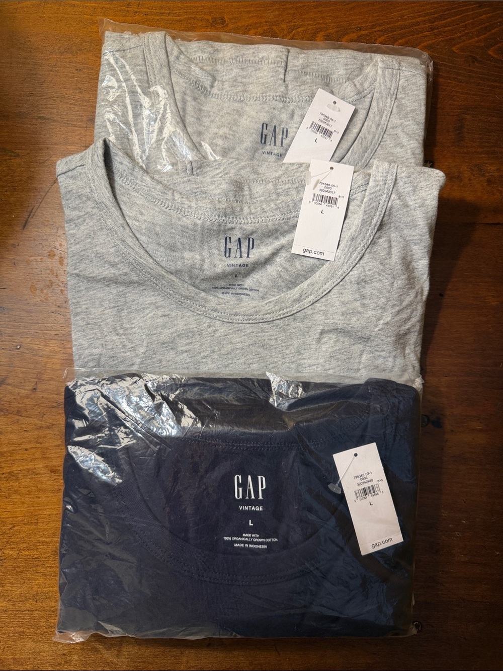 3 GAP NWT Organic Cotton VintageSoft Crew Neck T Shirts - Sz L